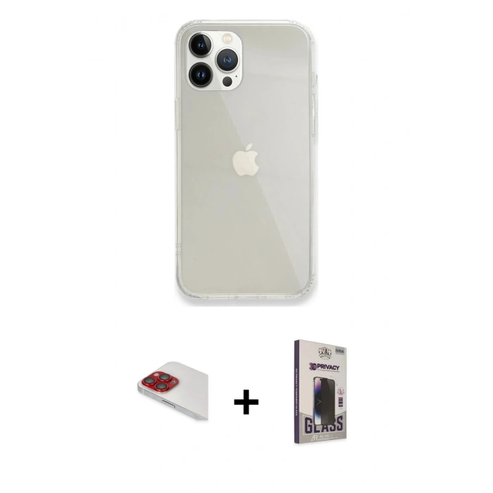 MARSİLYAN™- iPhone 13 Pro Max Kılıf Vadi Asil Prime - Siyah Bilvis Hayalet Cam Ekran Koruyucu + Pers Alüminyum Kamera Lens - KI