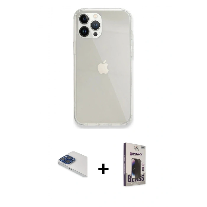 MARSİLYAN™- iPhone 13 Pro Max Kılıf Vadi Asil Prime - Siyah Bilvis Hayalet Cam Ekran Koruyucu + Pers Alüminyum Kamera Lens - LT