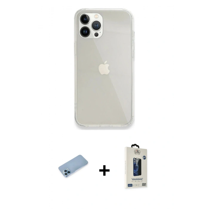 MARSİLYAN™- iPhone 13 Pro Max Kılıf Vadi Asil Prime - Siyah Bilvis Hayalet Cam Ekran Koruyucu + Shine Kamera Lens Koruma Cam - MI