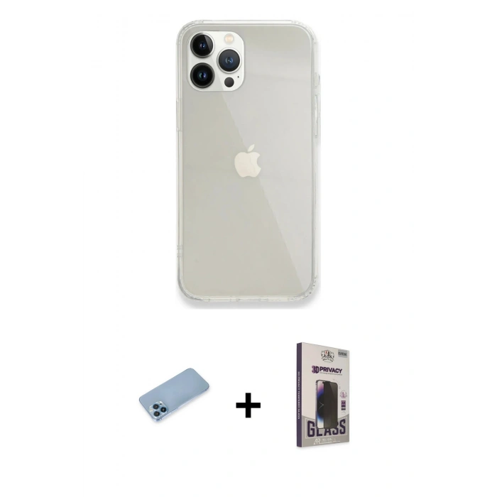 MARSİLYAN™- iPhone 13 Pro Max Kılıf Vadi Asil Prime - Siyah Bilvis Hayalet Cam Ekran Koruyucu + Shine Kamera Lens Koruma Cam - MI
