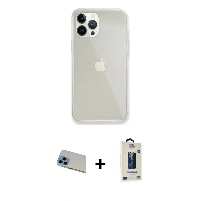 MARSİLYAN™- iPhone 13 Pro Max Kılıf Vadi Asil Prime - Siyah Bilvis Hayalet Cam Ekran Koruyucu + Rainbow Kamera Lens Koruma Cam - MI