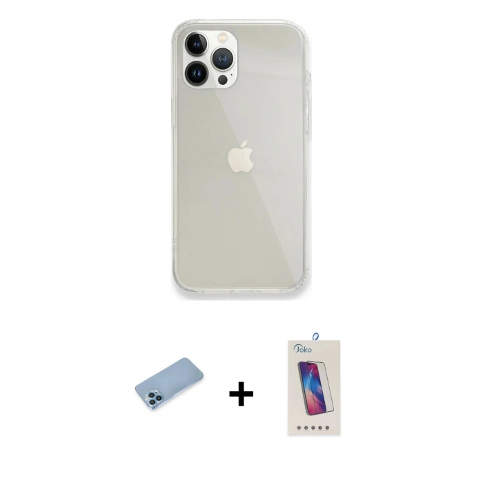 MARSİLYAN™- iPhone 13 Pro Max Kılıf Vadi Asil Prime - Siyah Joko 5D Cam + Mavi Shine Kamera Lens Koruma Cam