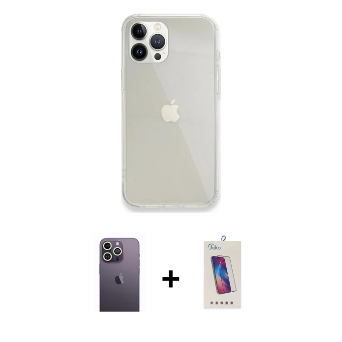 MARSİLYAN™- iPhone 13 Pro Max Kılıf Vadi Asil Prime - Siyah Joko 5D Cam + Neon Fosforlu Kamera Lens - BZ