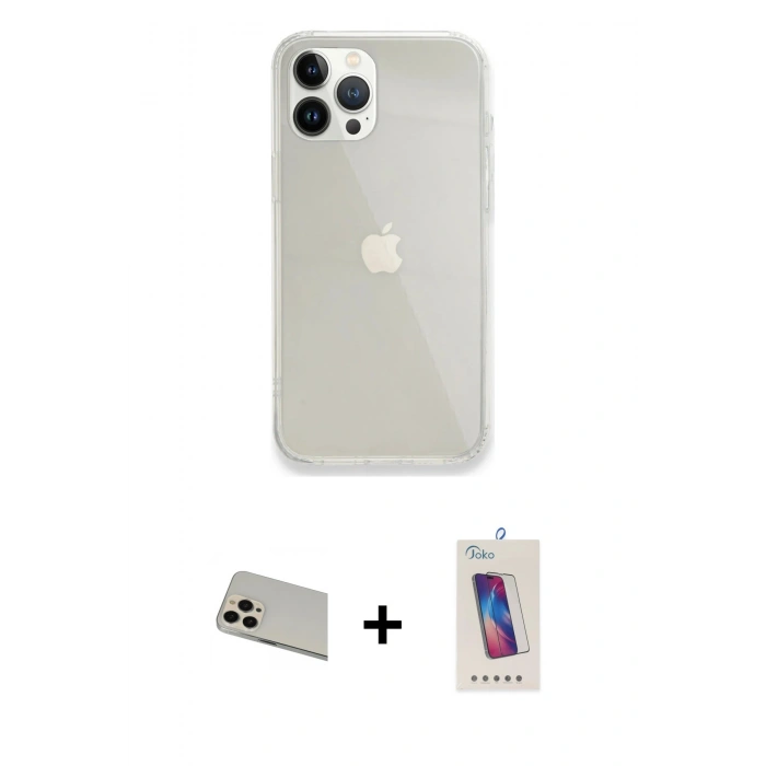 MARSİLYAN™- iPhone 13 Pro Max Kılıf Vadi Asil Prime - Siyah Joko 5D Cam + Rose Gold Rainbow Kamera Lens Koruma Cam