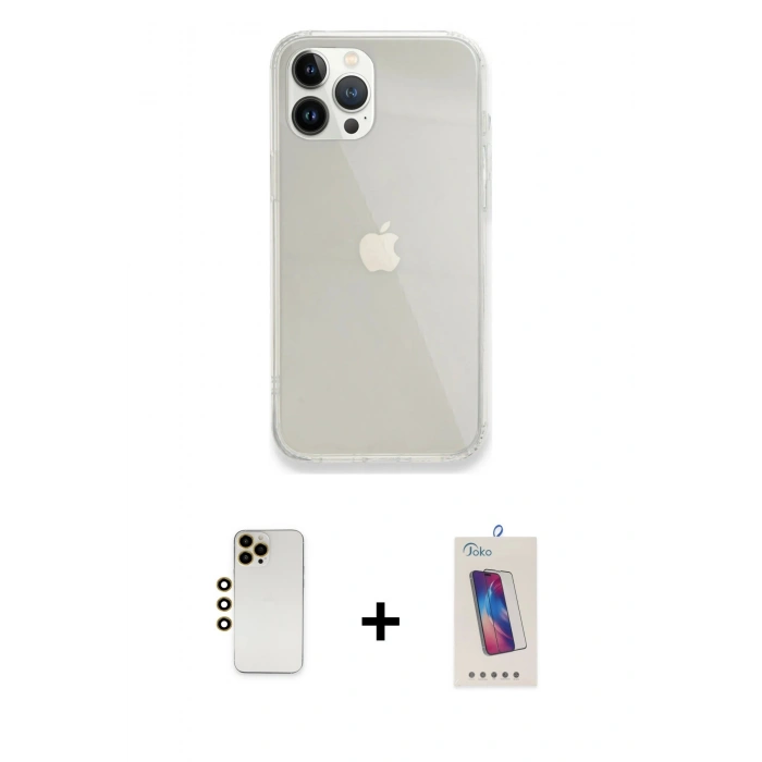 MARSİLYAN™- iPhone 13 Pro Max Kılıf Vadi Asil Prime - Siyah Joko 5D Cam + Shine Kamera Lens - GD