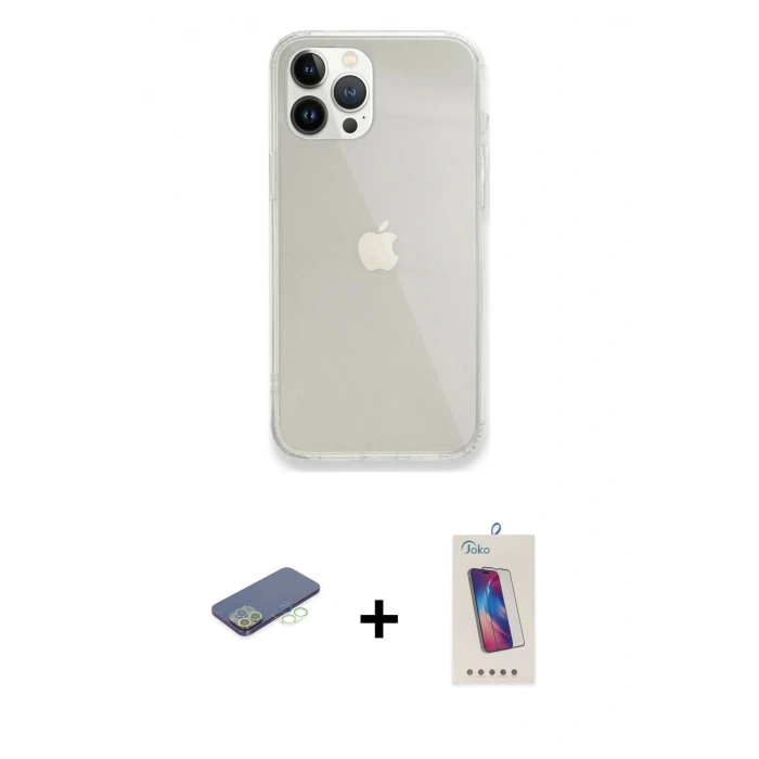 MARSİLYAN™- iPhone 13 Pro Max Kılıf Vadi Asil Prime - Siyah Joko 5D Cam + Renkli Kamera Lens Koruma Cam - YL