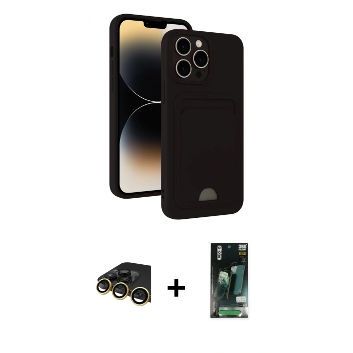 MARSİLYAN™- iPhone 13 Pro Max Kılıf Vadi Çizgi Prime - Şeffaf 360 Full Body Arka Koruyucu + Raze Metal Kamera Lens - GD