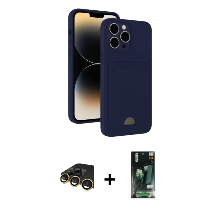MARSİLYAN™- iPhone 13 Pro Max Kılıf Vadi Çizgi Prime - Şeffaf 360 Full Body Arka Koruyucu + Raze Metal Kamera Lens - GD