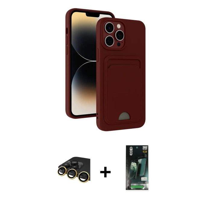 MARSİLYAN™- iPhone 13 Pro Max Kılıf Vadi Çizgi Prime - Şeffaf 360 Full Body Arka Koruyucu + Raze Metal Kamera Lens - GD