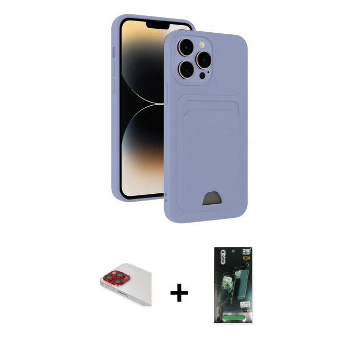MARSİLYAN™- iPhone 13 Pro Max Kılıf Vadi Çizgi Prime - Şeffaf 360 Full Body Arka Koruyucu + Pers Alüminyum Kamera Lens - KI