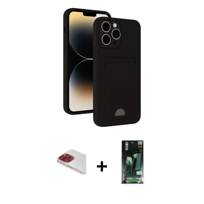 MARSİLYAN™- iPhone 13 Pro Max Kılıf Vadi Çizgi Prime - Şeffaf 360 Full Body Arka Koruyucu + Pers Alüminyum Kamera Lens - KI