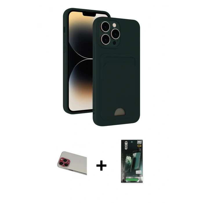 MARSİLYAN™- iPhone 13 Pro Max Kılıf Vadi Çizgi Prime - Şeffaf 360 Full Body Arka Koruyucu + Rainbow Kamera Lens Koruma Cam - KI