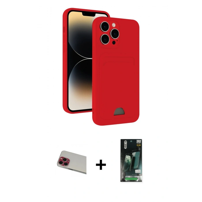 MARSİLYAN™- iPhone 13 Pro Max Kılıf Vadi Çizgi Prime - Şeffaf 360 Full Body Arka Koruyucu + Rainbow Kamera Lens Koruma Cam - KI