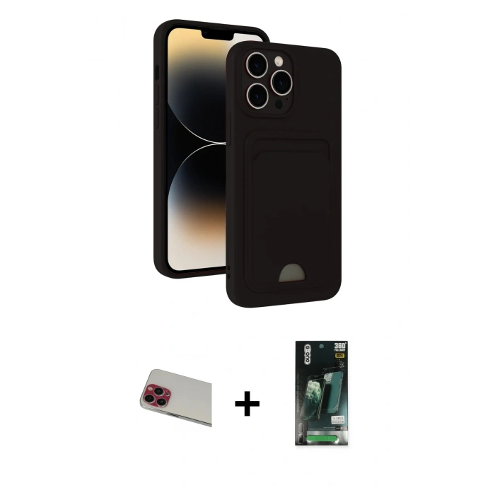 MARSİLYAN™- iPhone 13 Pro Max Kılıf Vadi Çizgi Prime - Şeffaf 360 Full Body Arka Koruyucu + Rainbow Kamera Lens Koruma Cam - KI