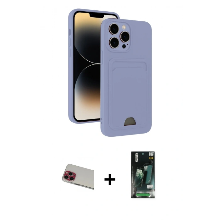 MARSİLYAN™- iPhone 13 Pro Max Kılıf Vadi Çizgi Prime - Şeffaf 360 Full Body Arka Koruyucu + Rainbow Kamera Lens Koruma Cam - KI
