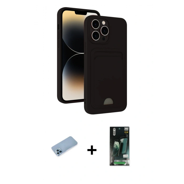 MARSİLYAN™- iPhone 13 Pro Max Kılıf Vadi Çizgi Prime - Şeffaf 360 Full Body Arka Koruyucu + Shine Kamera Lens Koruma Cam - MI