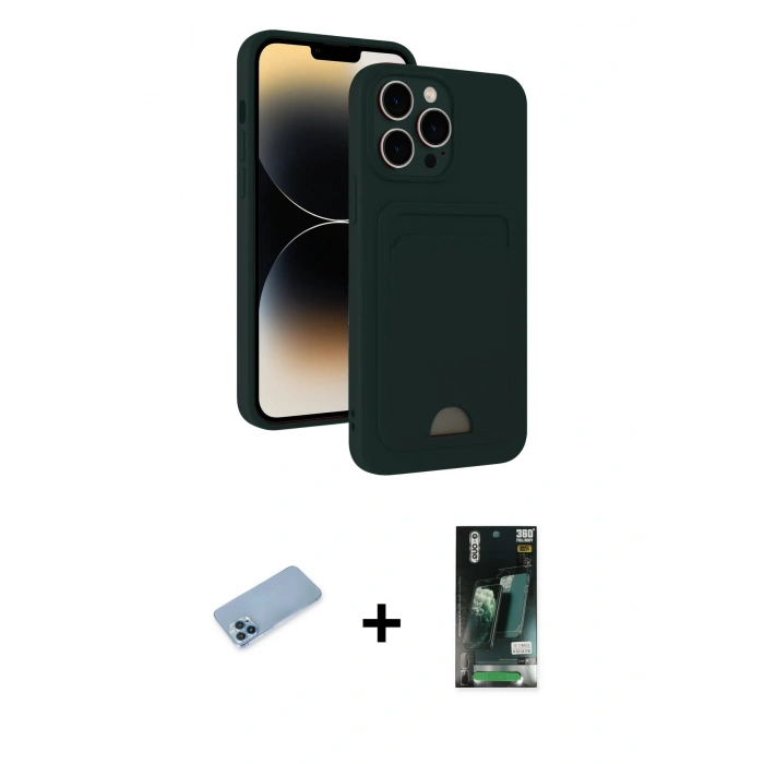 MARSİLYAN™- iPhone 13 Pro Max Kılıf Vadi Çizgi Prime - Şeffaf 360 Full Body Arka Koruyucu + Shine Kamera Lens Koruma Cam - MI