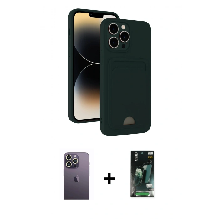 MARSİLYAN™- iPhone 13 Pro Max Kılıf Vadi Çizgi Prime - Şeffaf 360 Full Body Arka Koruyucu + Neon Fosforlu Kamera Lens - BZ