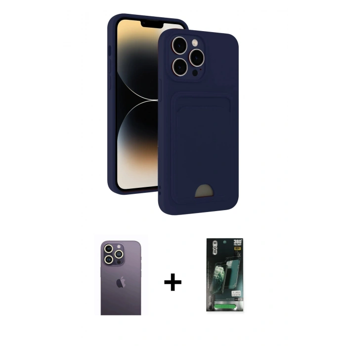 MARSİLYAN™- iPhone 13 Pro Max Kılıf Vadi Çizgi Prime - Şeffaf 360 Full Body Arka Koruyucu + Neon Fosforlu Kamera Lens - BZ