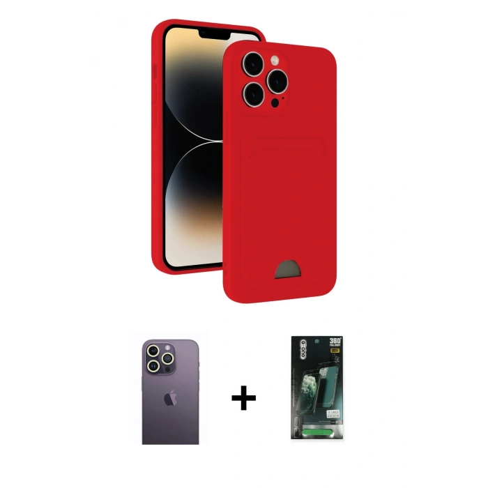 MARSİLYAN™- iPhone 13 Pro Max Kılıf Vadi Çizgi Prime - Şeffaf 360 Full Body Arka Koruyucu + Neon Fosforlu Kamera Lens - BZ