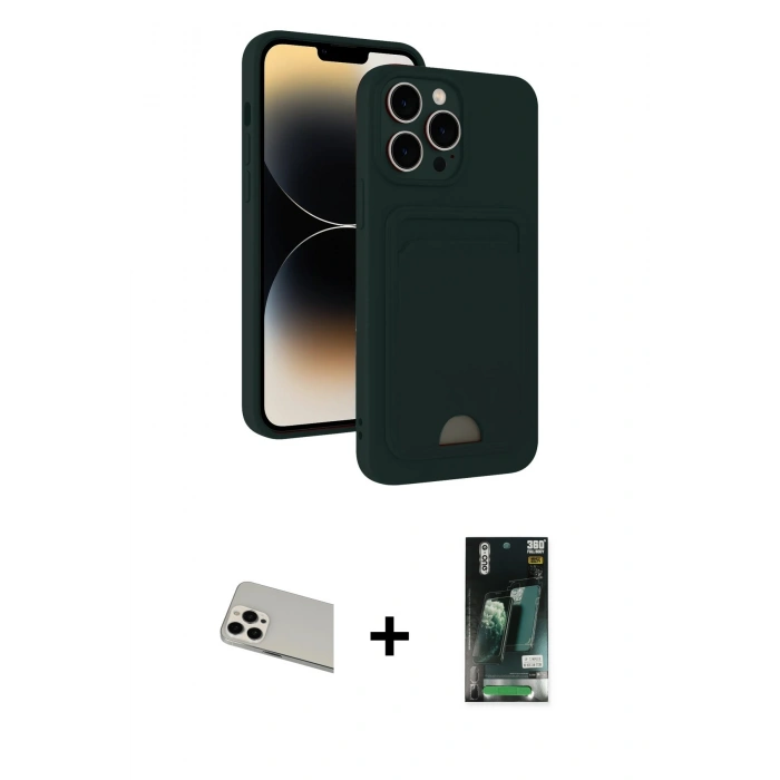 MARSİLYAN™- iPhone 13 Pro Max Kılıf Vadi Çizgi Prime - Şeffaf 360 Full Body Arka Koruyucu + Rainbow Kamera Lens Koruma Cam - BZ