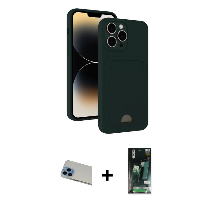MARSİLYAN™- iPhone 13 Pro Max Kılıf Vadi Çizgi Prime - Şeffaf 360 Full Body Arka Koruyucu + Rainbow Kamera Lens Koruma Cam - MI