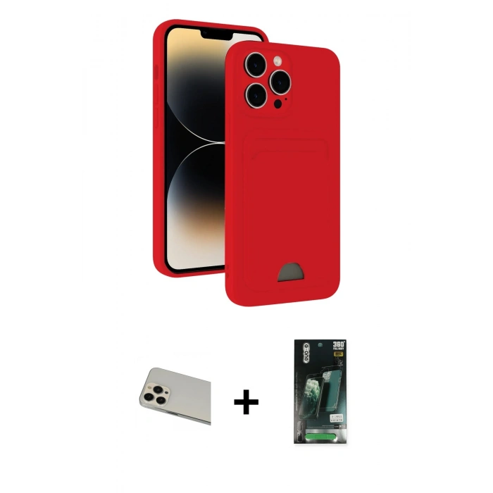 MARSİLYAN™- iPhone 13 Pro Max Kılıf Vadi Çizgi Prime - Şeffaf 360 Full Body Arka Koruyucu + Rainbow Kamera Lens Koruma Cam - REGD