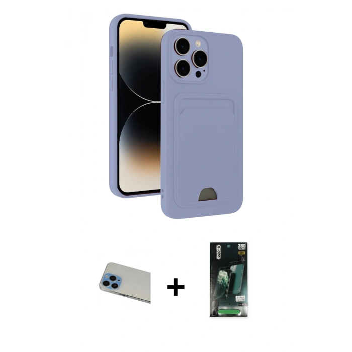MARSİLYAN™- iPhone 13 Pro Max Kılıf Vadi Çizgi Prime - Şeffaf 360 Full Body Arka Koruyucu + Rainbow Kamera Lens Koruma Cam - MI