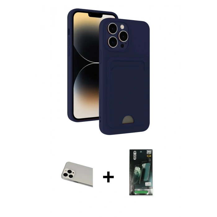 MARSİLYAN™- iPhone 13 Pro Max Kılıf Vadi Çizgi Prime - Şeffaf 360 Full Body Arka Koruyucu + Rainbow Kamera Lens Koruma Cam - BZ