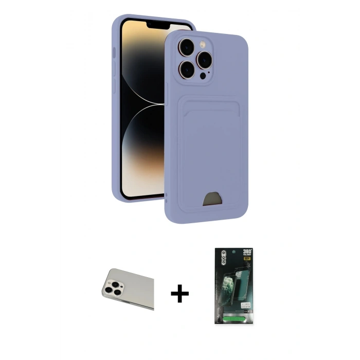 MARSİLYAN™- iPhone 13 Pro Max Kılıf Vadi Çizgi Prime - Şeffaf 360 Full Body Arka Koruyucu + Rainbow Kamera Lens Koruma Cam - BZ