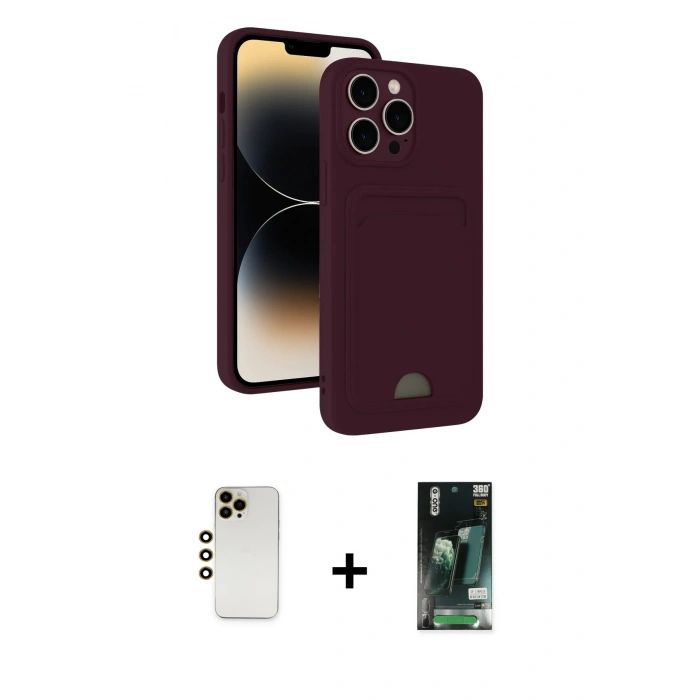 MARSİLYAN™- iPhone 13 Pro Max Kılıf Vadi Çizgi Prime - Şeffaf 360 Full Body Arka Koruyucu + Shine Kamera Lens - GD