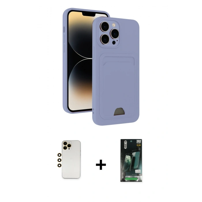 MARSİLYAN™- iPhone 13 Pro Max Kılıf Vadi Çizgi Prime - Şeffaf 360 Full Body Arka Koruyucu + Shine Kamera Lens - GD