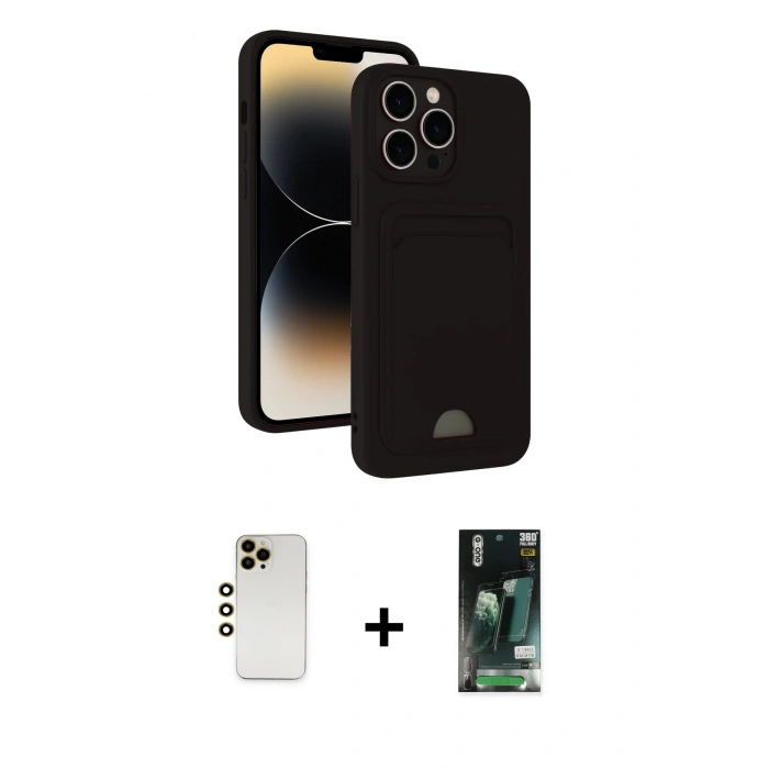 MARSİLYAN™- iPhone 13 Pro Max Kılıf Vadi Çizgi Prime - Şeffaf 360 Full Body Arka Koruyucu + Shine Kamera Lens - GD