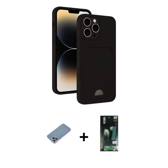 MARSİLYAN™- iPhone 13 Pro Max Kılıf Vadi Çizgi Prime - Şeffaf 360 Full Body Arka Koruyucu + Shine Kamera Lens Koruma Cam - GI