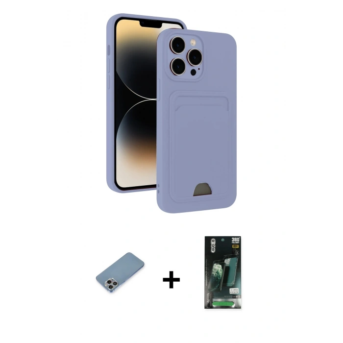 MARSİLYAN™- iPhone 13 Pro Max Kılıf Vadi Çizgi Prime - Şeffaf 360 Full Body Arka Koruyucu + Shine Kamera Lens Koruma Cam - GI