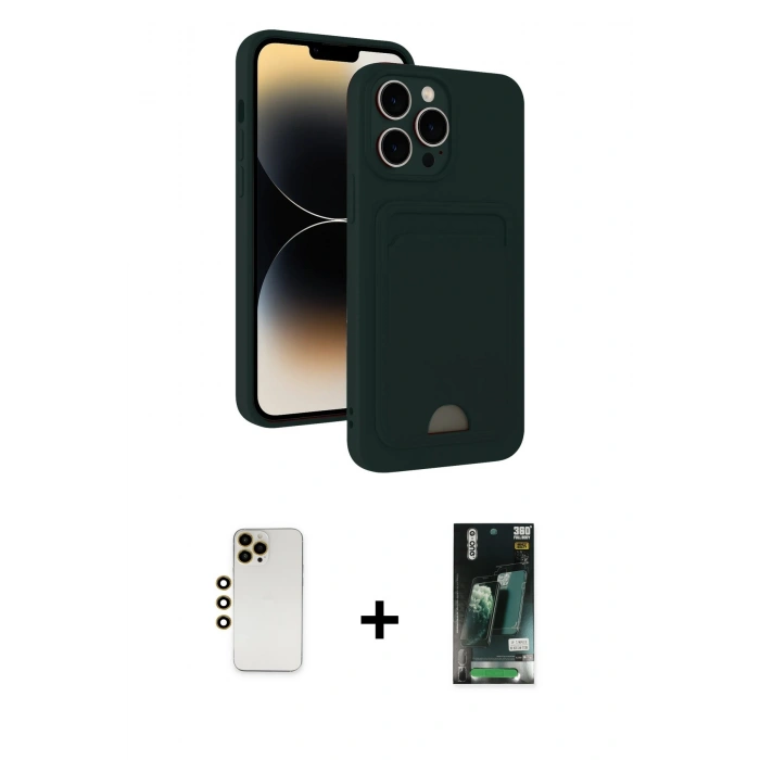 MARSİLYAN™- iPhone 13 Pro Max Kılıf Vadi Çizgi Prime - Şeffaf 360 Full Body Arka Koruyucu + Shine Kamera Lens - GD