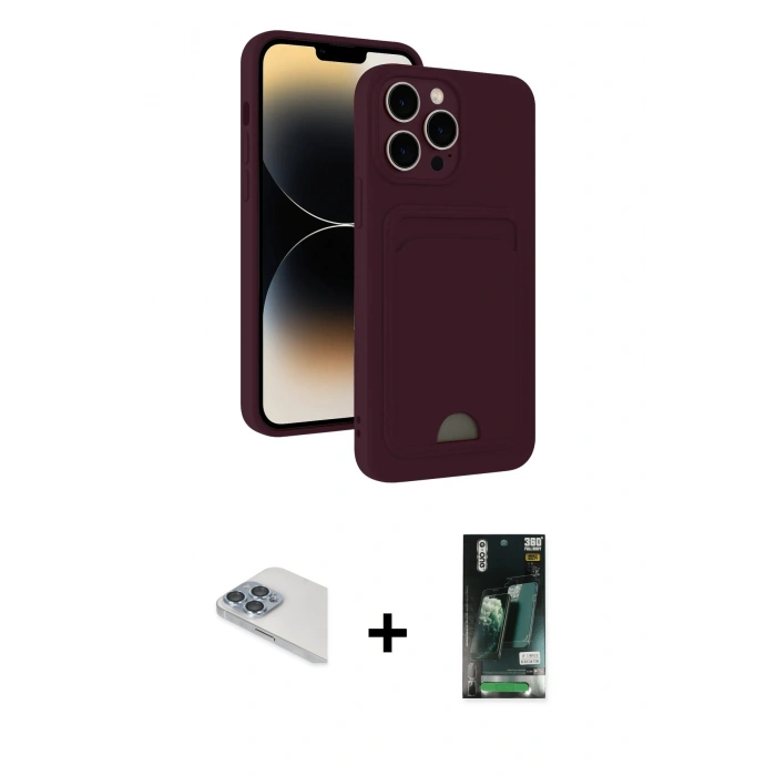 MARSİLYAN™- iPhone 13 Pro Max Kılıf Vadi Çizgi Prime - Şeffaf 360 Full Body Arka Koruyucu + Sierra Blue Pers Alüminyum Kamera Lens
