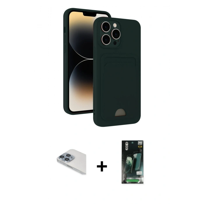 MARSİLYAN™- iPhone 13 Pro Max Kılıf Vadi Çizgi Prime - Şeffaf 360 Full Body Arka Koruyucu + Sierra Blue Pers Alüminyum Kamera Lens