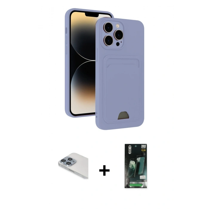 MARSİLYAN™- iPhone 13 Pro Max Kılıf Vadi Çizgi Prime - Şeffaf 360 Full Body Arka Koruyucu + Sierra Blue Pers Alüminyum Kamera Lens