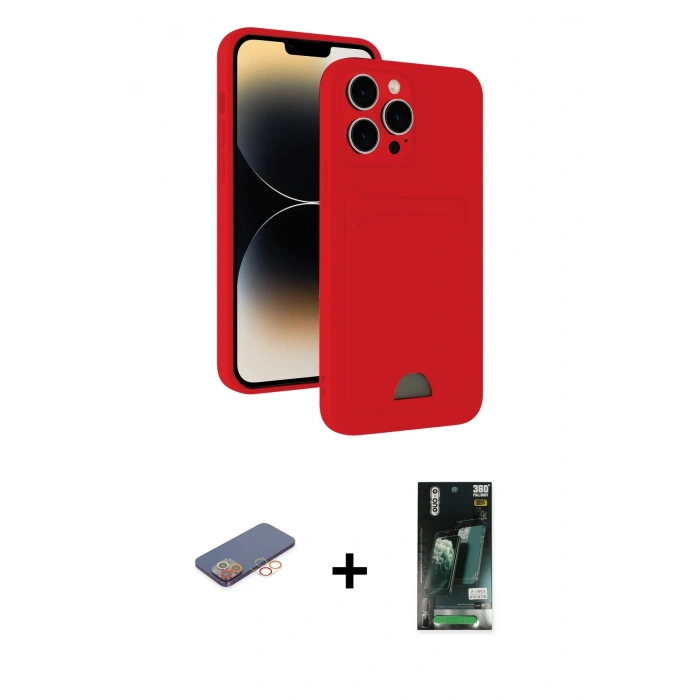 MARSİLYAN™- iPhone 13 Pro Max Kılıf Vadi Çizgi Prime - Şeffaf 360 Full Body Arka Koruyucu + Renkli Kamera Lens Koruma Cam - TU