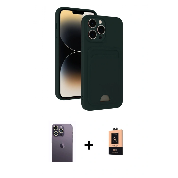 MARSİLYAN™- iPhone 13 Pro Max Kılıf Vadi Çizgi Prime - Şeffaf Maxco Cam Ekran Koruyucu + Neon Fosforlu Kamera Lens - BZ