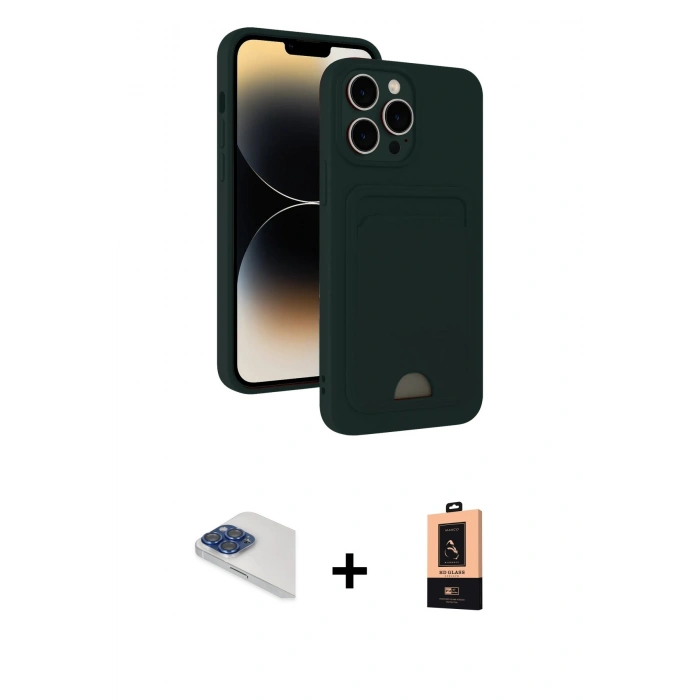 MARSİLYAN™- iPhone 13 Pro Max Kılıf Vadi Çizgi Prime - Şeffaf Maxco Cam Ekran Koruyucu + Lacivert Pers Alüminyum Kamera Lens