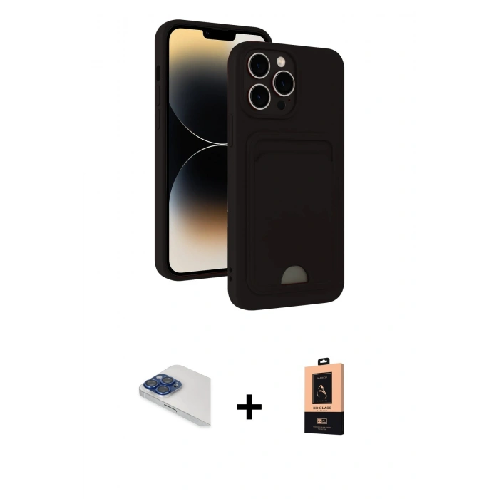 MARSİLYAN™- iPhone 13 Pro Max Kılıf Vadi Çizgi Prime - Şeffaf Maxco Cam Ekran Koruyucu + Lacivert Pers Alüminyum Kamera Lens