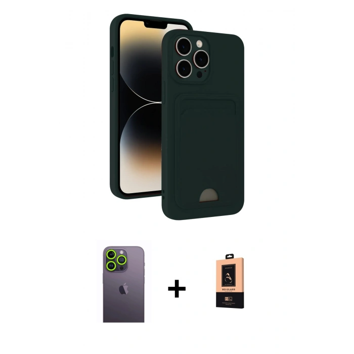 MARSİLYAN™- iPhone 13 Pro Max Kılıf Vadi Çizgi Prime - Şeffaf Maxco Cam Ekran Koruyucu + Neon Fosforlu Kamera Lens - YL
