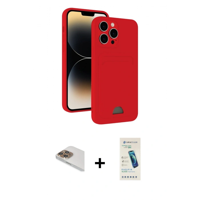 MARSİLYAN™- iPhone 13 Pro Max Kılıf Vadi Çizgi Prime - Şeffaf Pasifik Cam Ekran Koruyucu + Pers Alüminyum Kamera Lens - GD