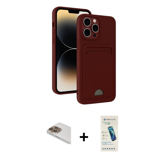 MARSİLYAN™- iPhone 13 Pro Max Kılıf Vadi Çizgi Prime - Şeffaf Pasifik Cam Ekran Koruyucu + Pers Alüminyum Kamera Lens - GD
