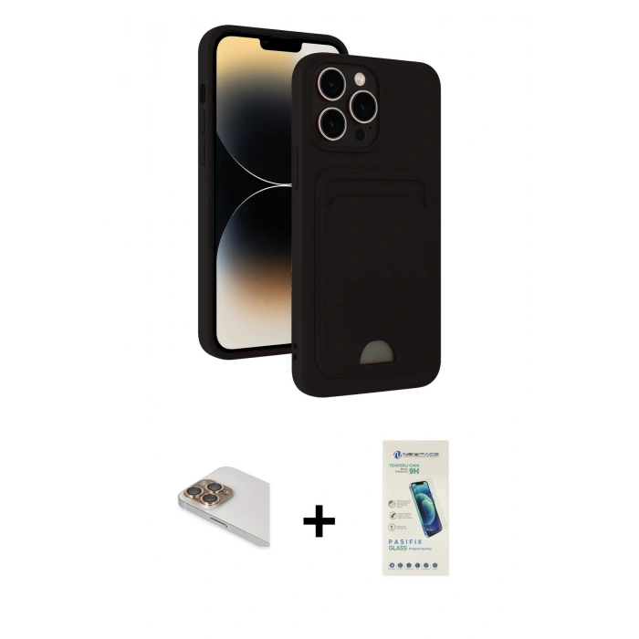 MARSİLYAN™- iPhone 13 Pro Max Kılıf Vadi Çizgi Prime - Şeffaf Pasifik Cam Ekran Koruyucu + Pers Alüminyum Kamera Lens - GD