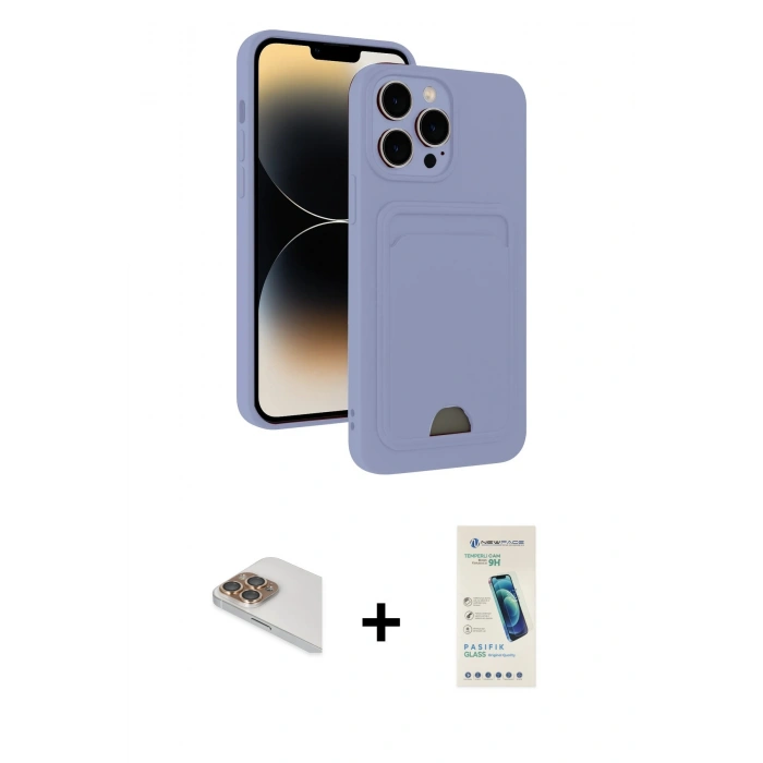 MARSİLYAN™- iPhone 13 Pro Max Kılıf Vadi Çizgi Prime - Şeffaf Pasifik Cam Ekran Koruyucu + Pers Alüminyum Kamera Lens - GD