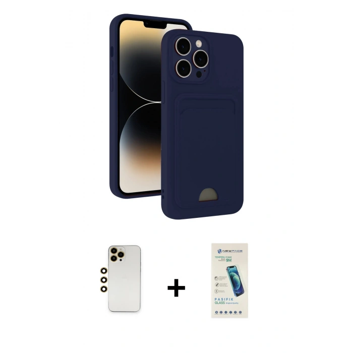 MARSİLYAN™- iPhone 13 Pro Max Kılıf Vadi Çizgi Prime - Şeffaf Pasifik Cam Ekran Koruyucu + Shine Kamera Lens - GD