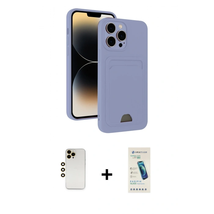 MARSİLYAN™- iPhone 13 Pro Max Kılıf Vadi Çizgi Prime - Şeffaf Pasifik Cam Ekran Koruyucu + Shine Kamera Lens - GD